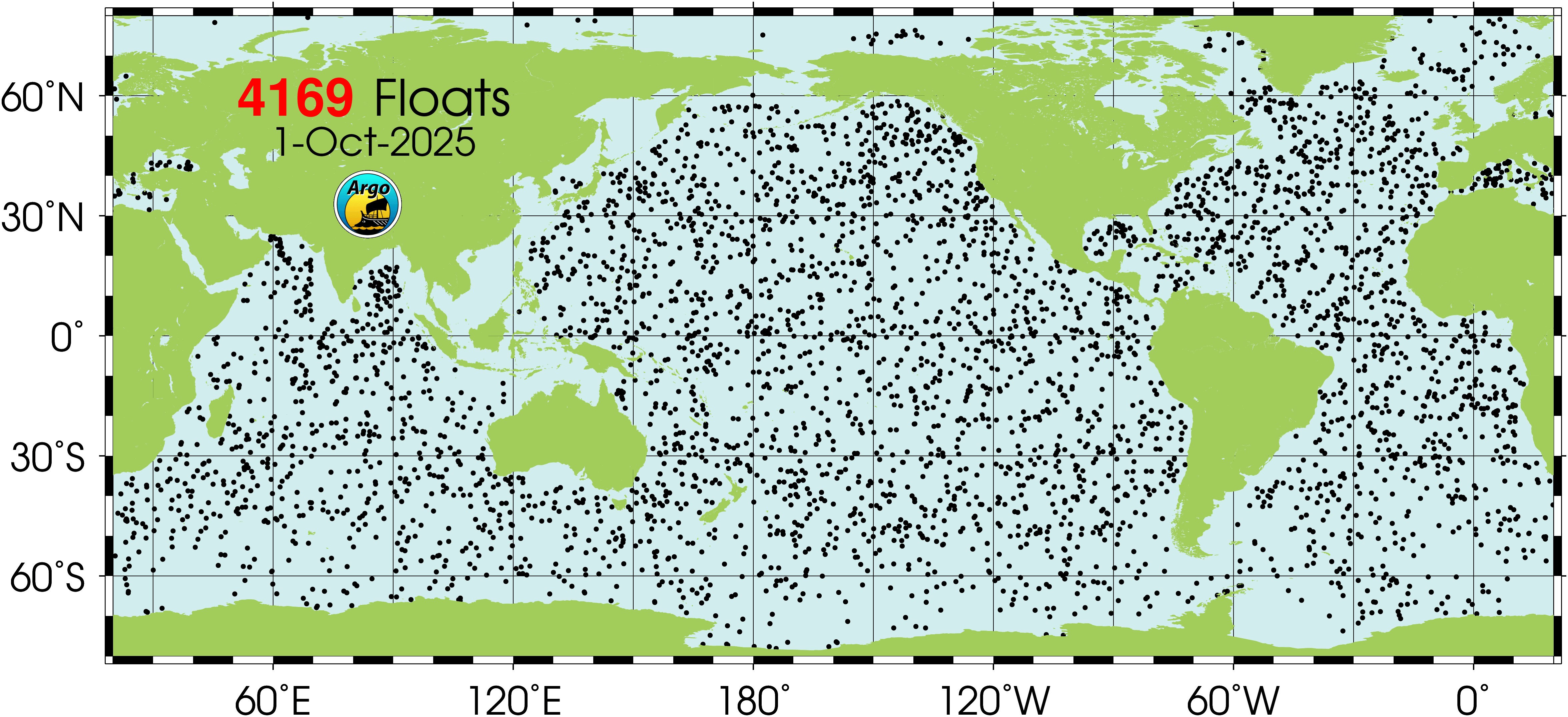 Kart som markerer alle Argobøyene i verden