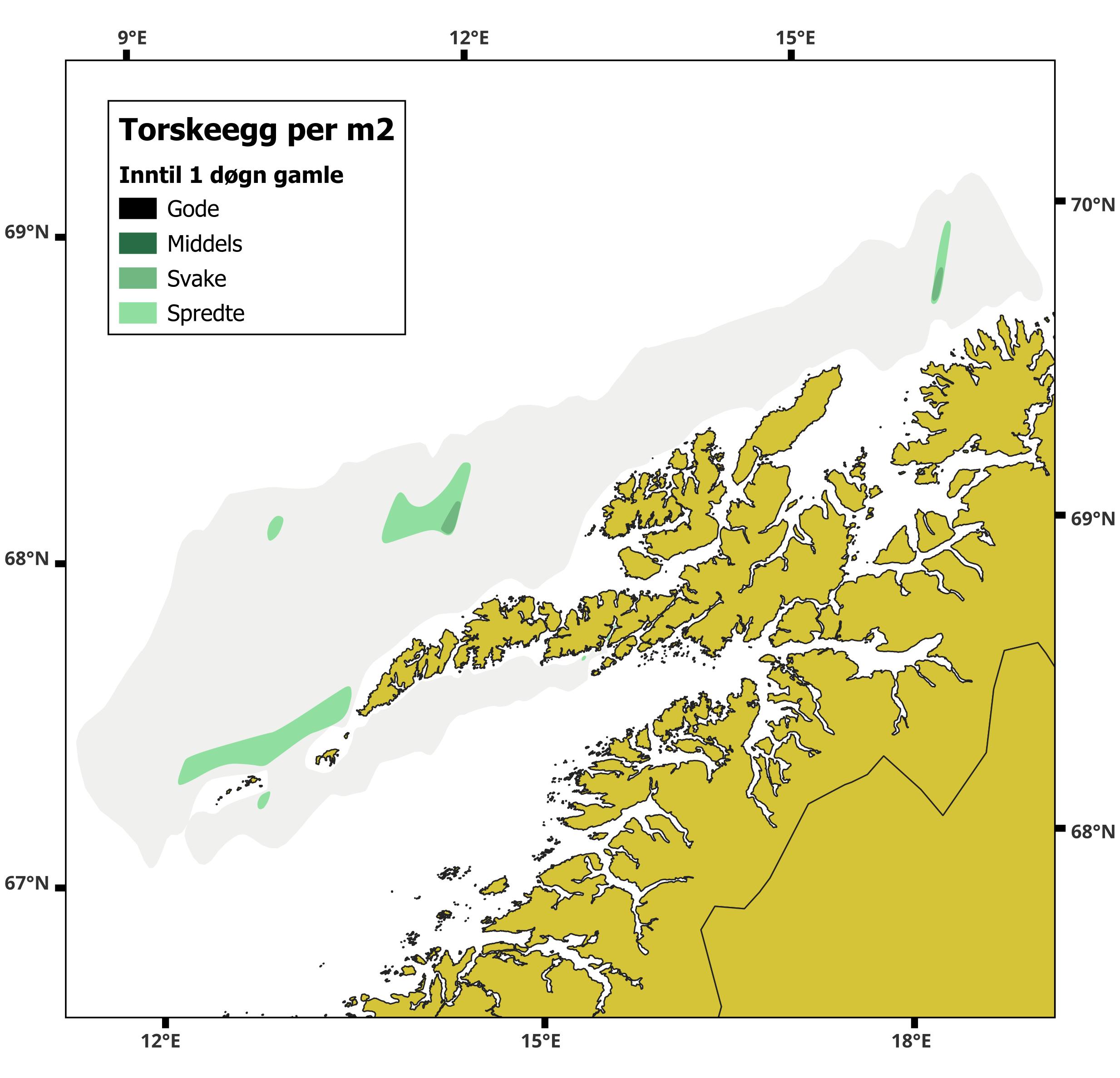 Kart som viser hvor mye egg forskerne fant