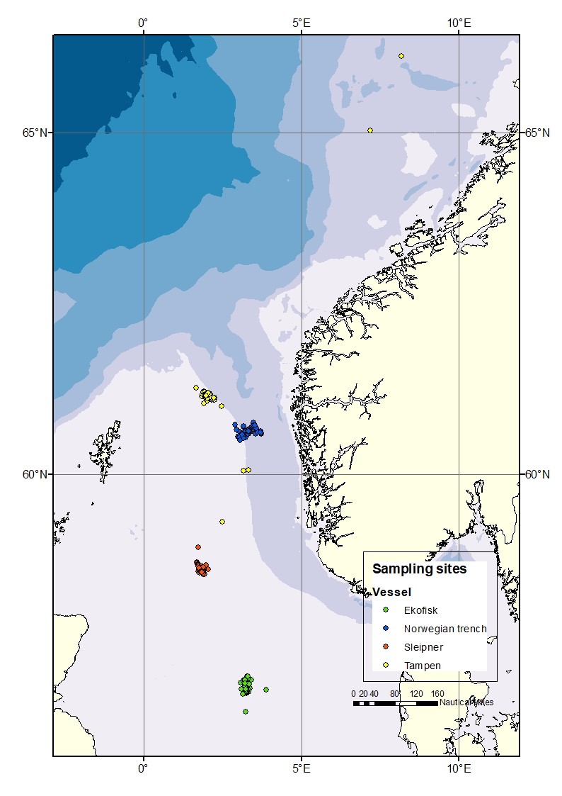 kart over prøvetakingssteder