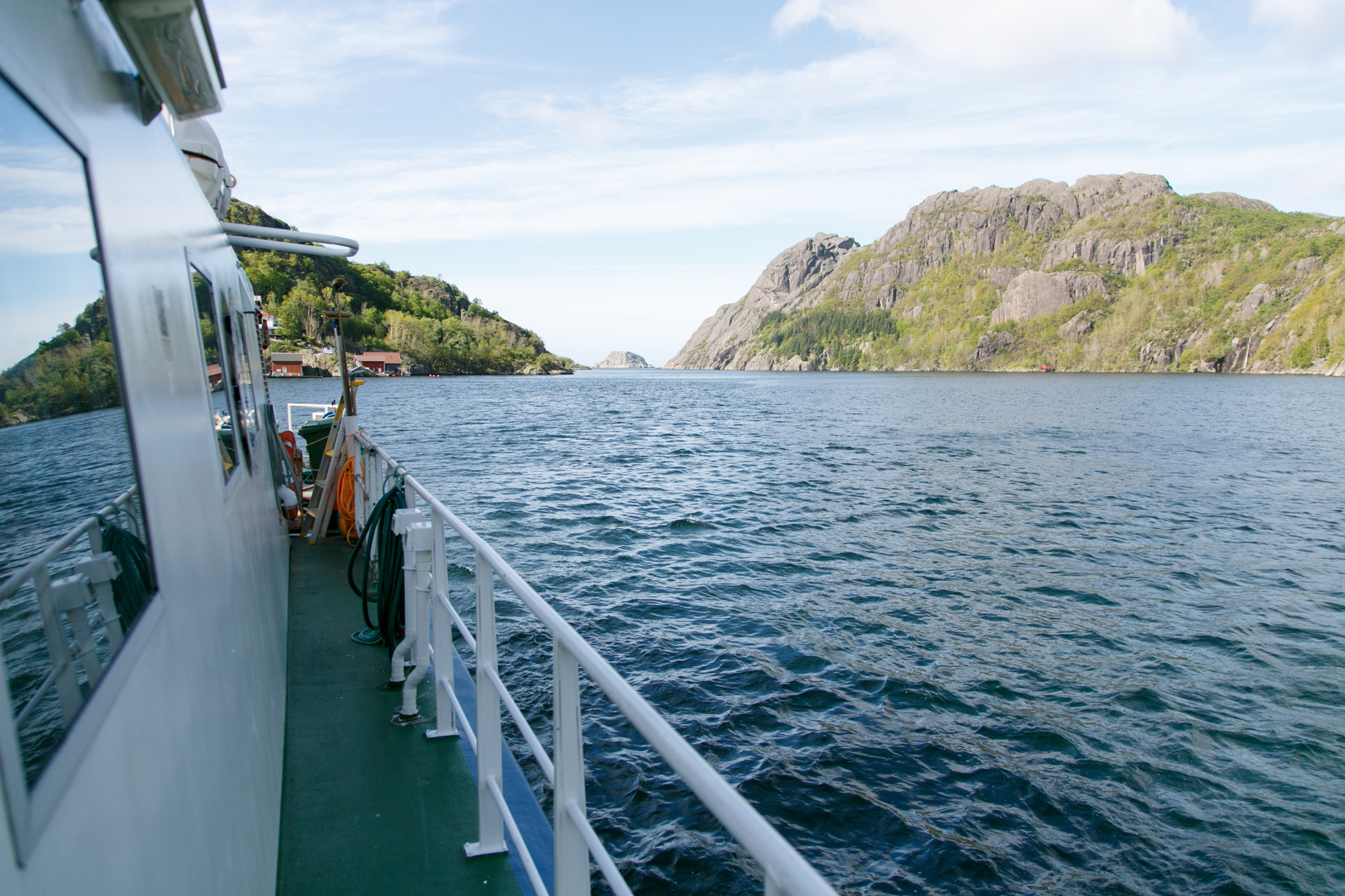 View from a boat over a fjord