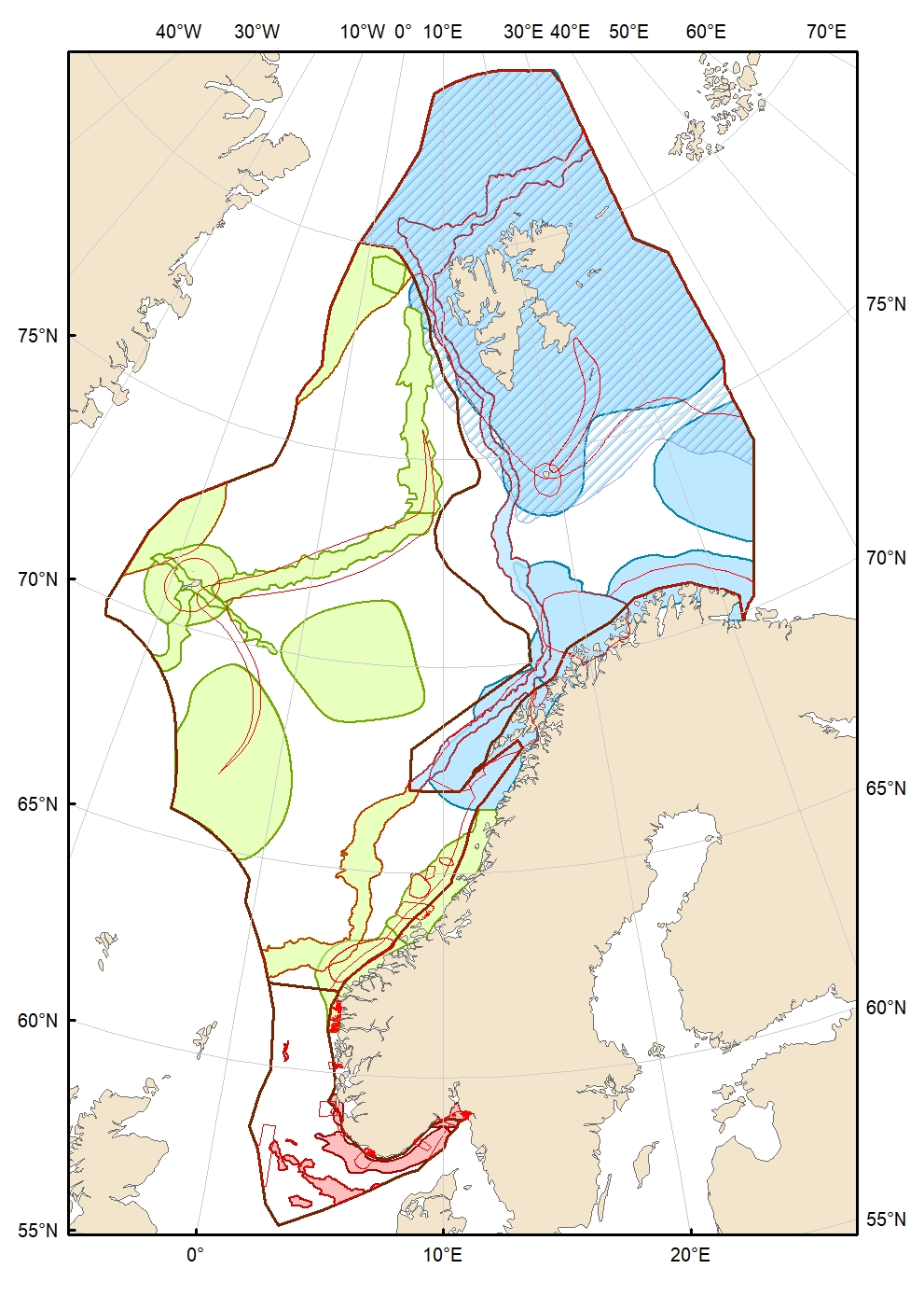 Kart over eksisterende og foreslåtte SVO-er,