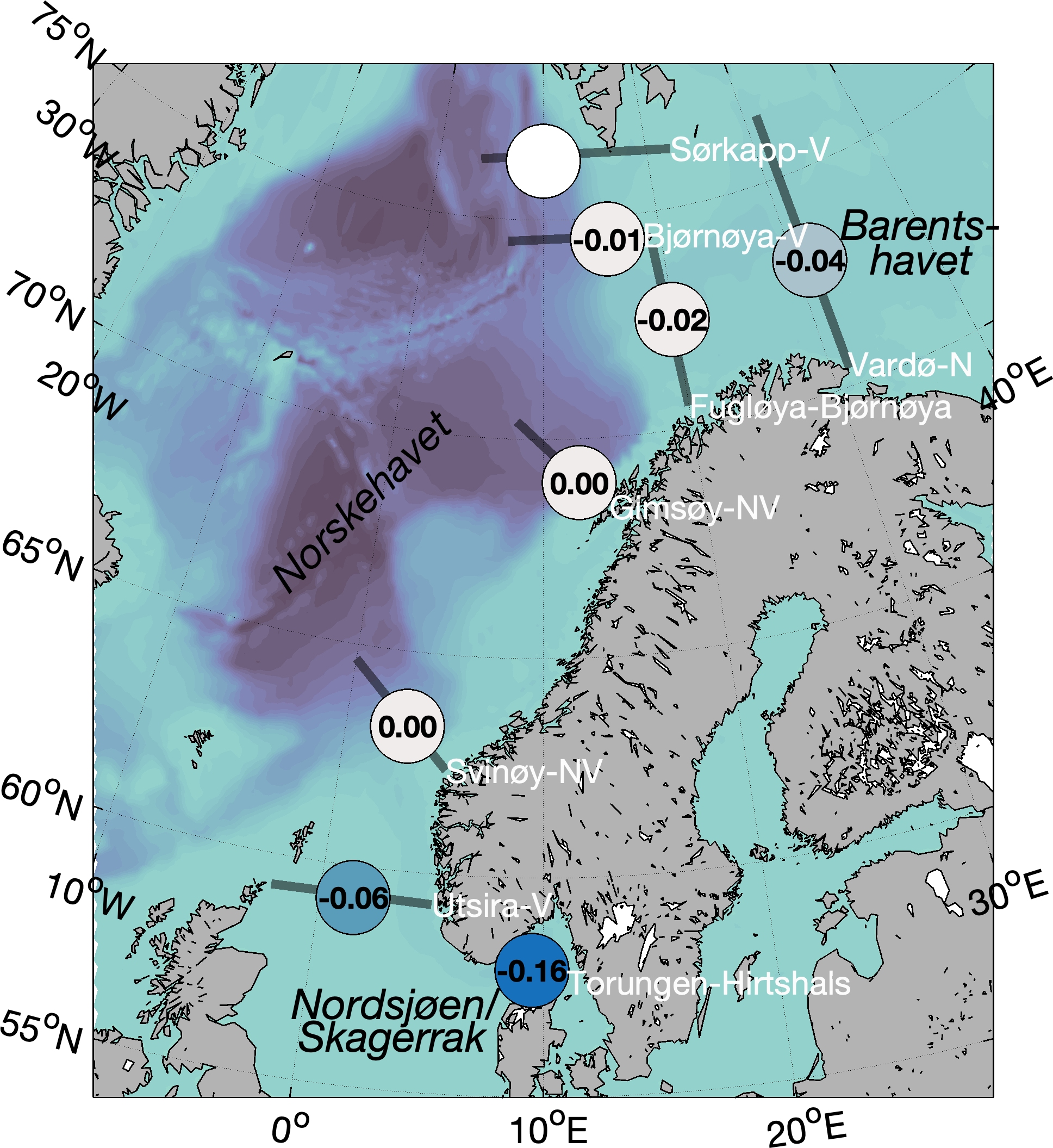 Figur som viser saltholdighetsavvik for 2023 