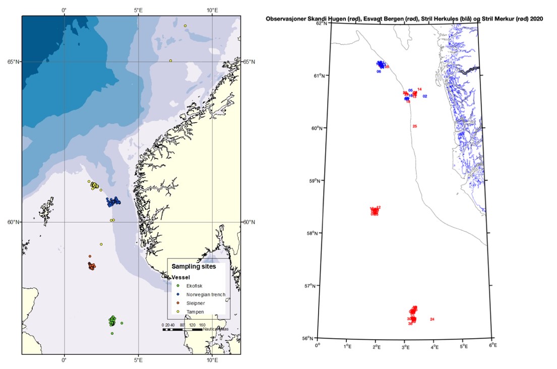 Kart som viser hvor prøvene er tatt.