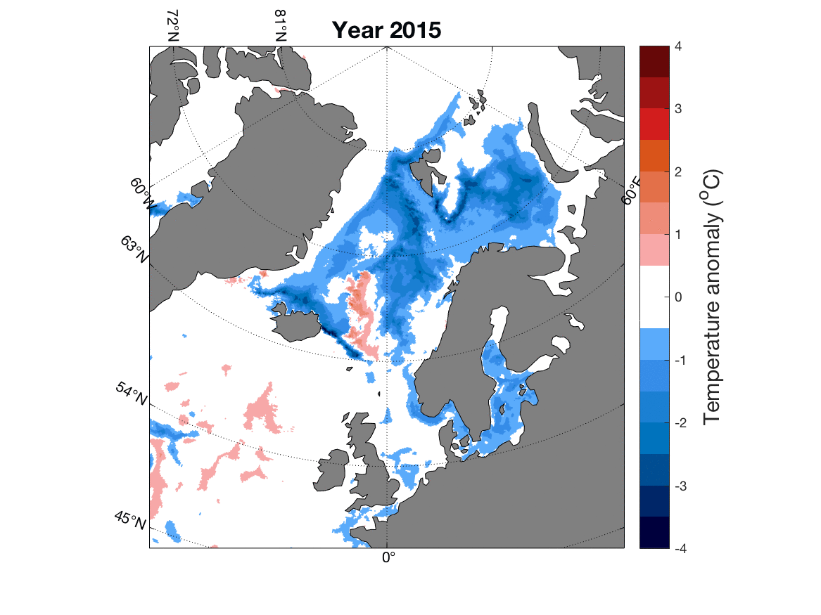 Modellert temperatur i overflaten