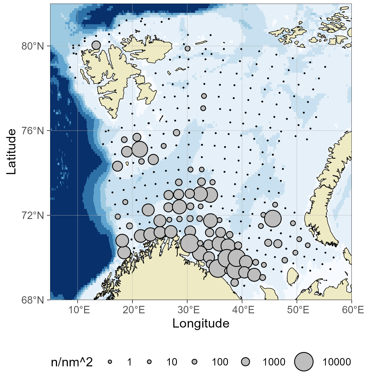 Figure 8.2.2 Distribution of haddock 20-34 cm, August-October 2024