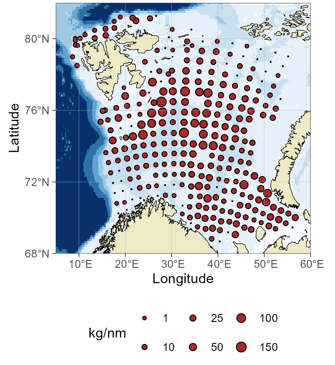 Figure 8.6 Distribution of long rough dab (Hippoglossoides platessoides), August-October 2024