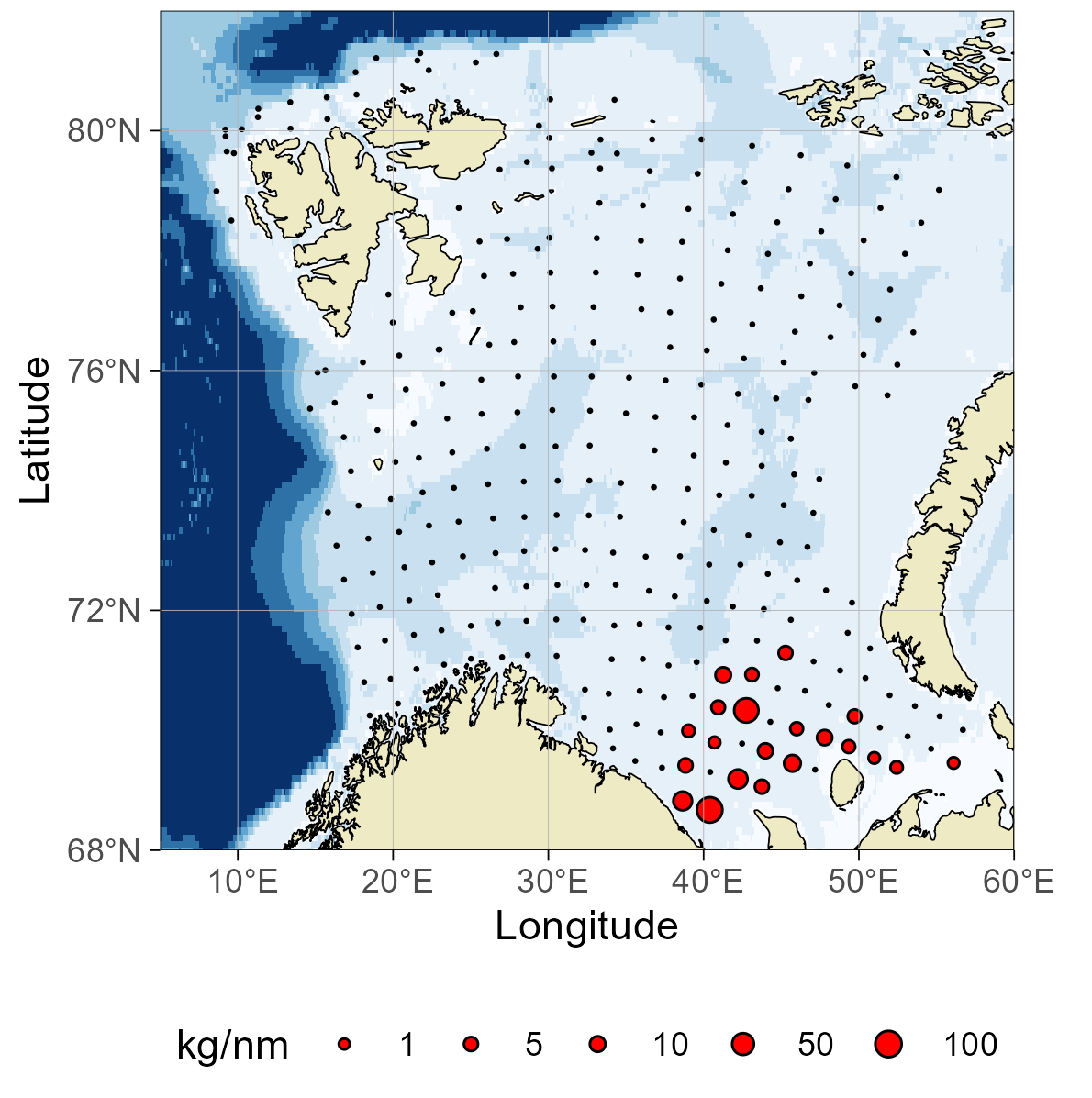 Figure 8.7 Distribution of plaice (Pleuronectes platessa), August-October 2024.