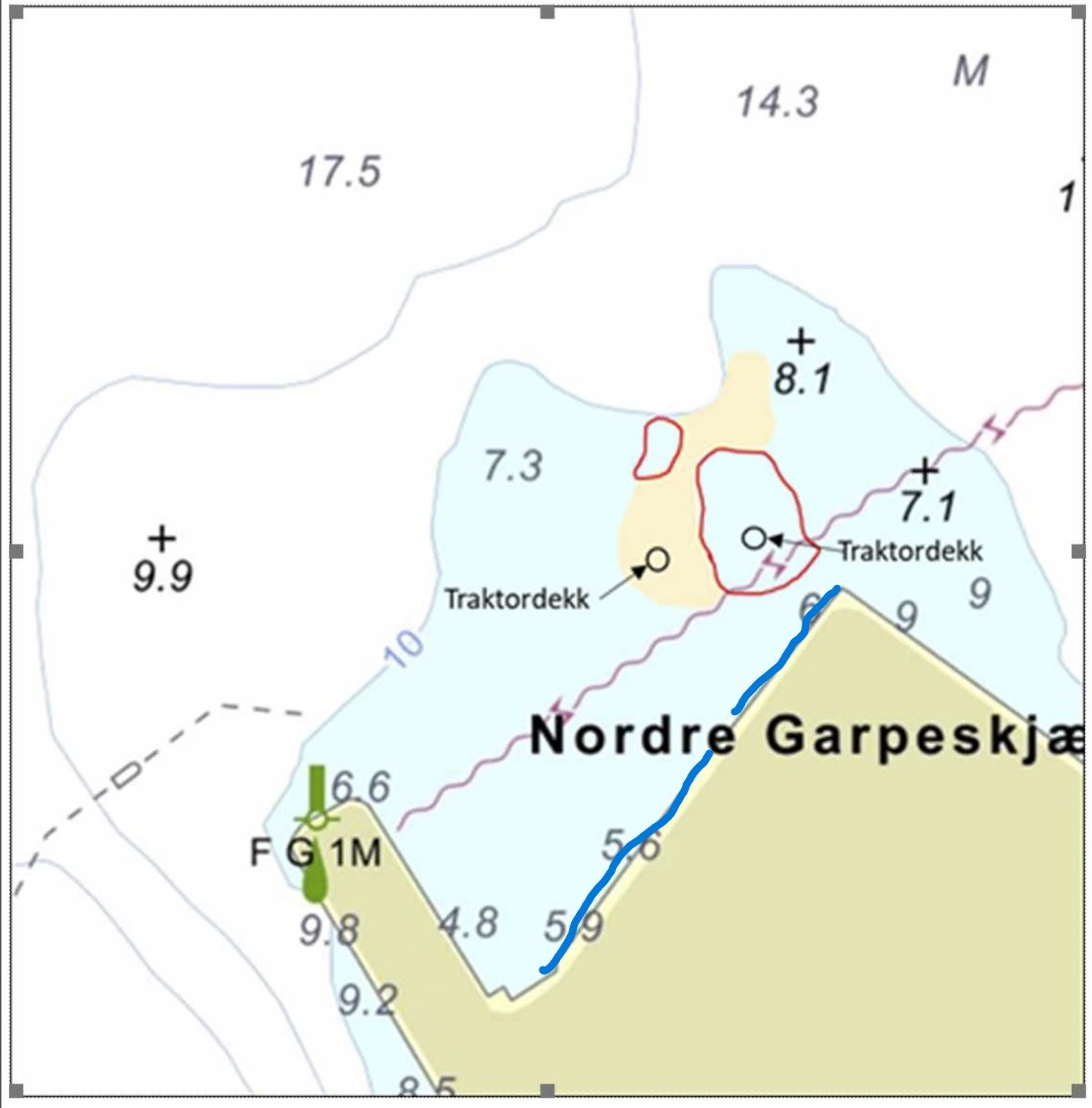 Bildet viser kart over Garpaskjærskaien der forsøkene fant sted