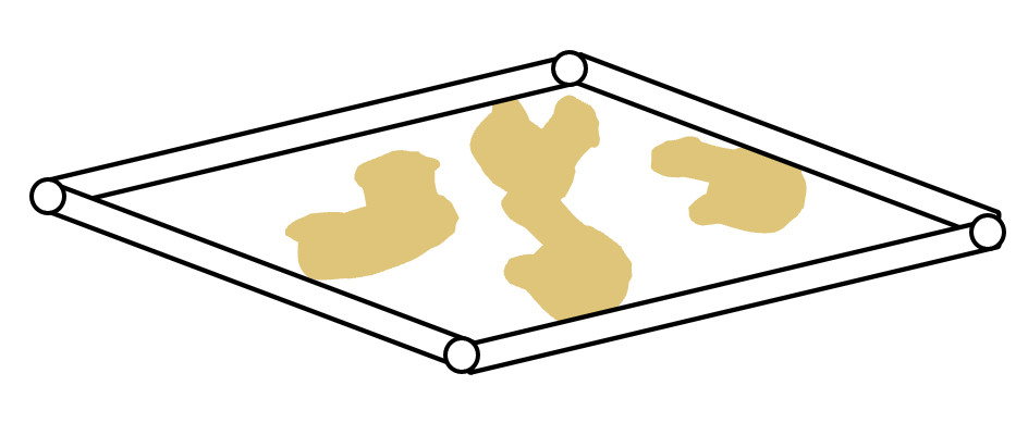 Bildet viser en ramme med havnespy på bunn