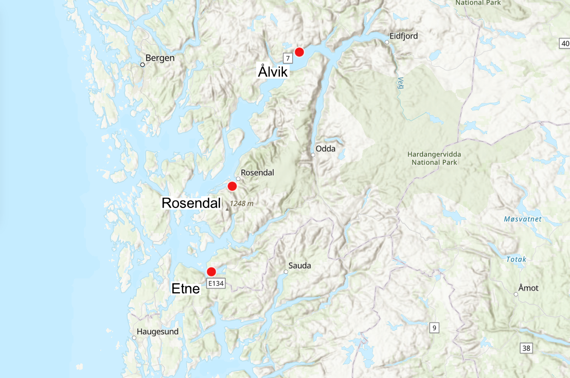 kart som viser produksjonsområde 3 og stasjoner undersøkt