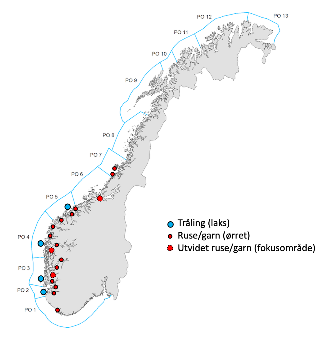 Kart som viser områder for overvåking