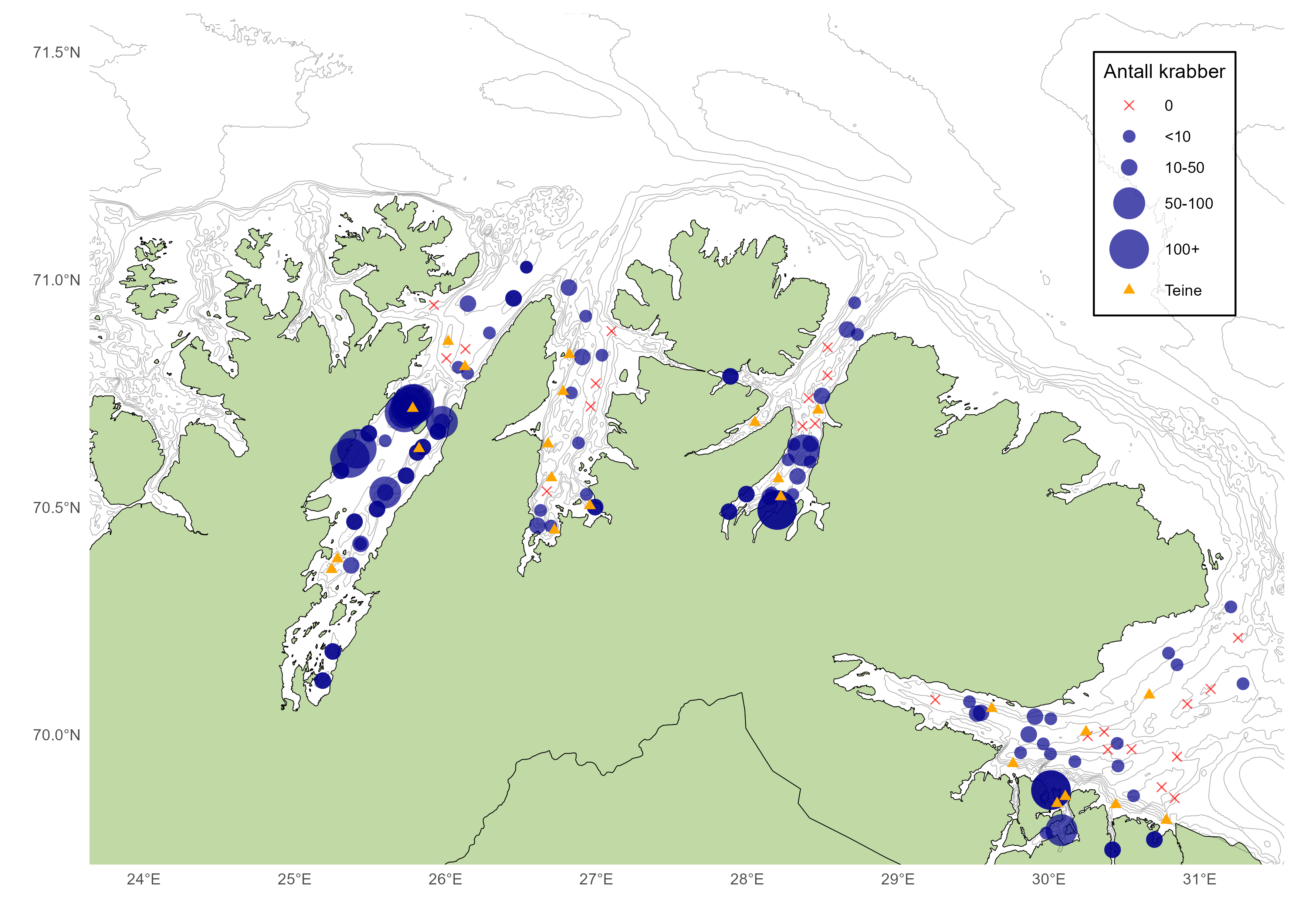 Kart som viser stasjoner fra tokt 2025.