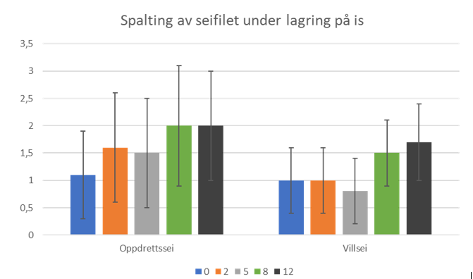Diagram over grad av spalting av seifilet under lagring på is