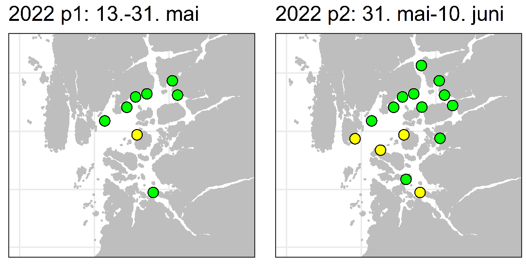 Lusemengde på fisk i vaktbur i 2022