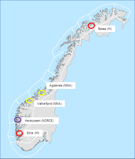 Kart som viser fokusområder i NALO i 2022