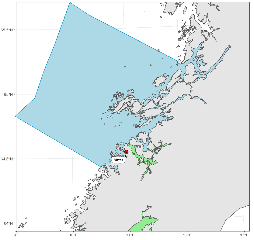 Figuren viser ørretstasjonene i et kart