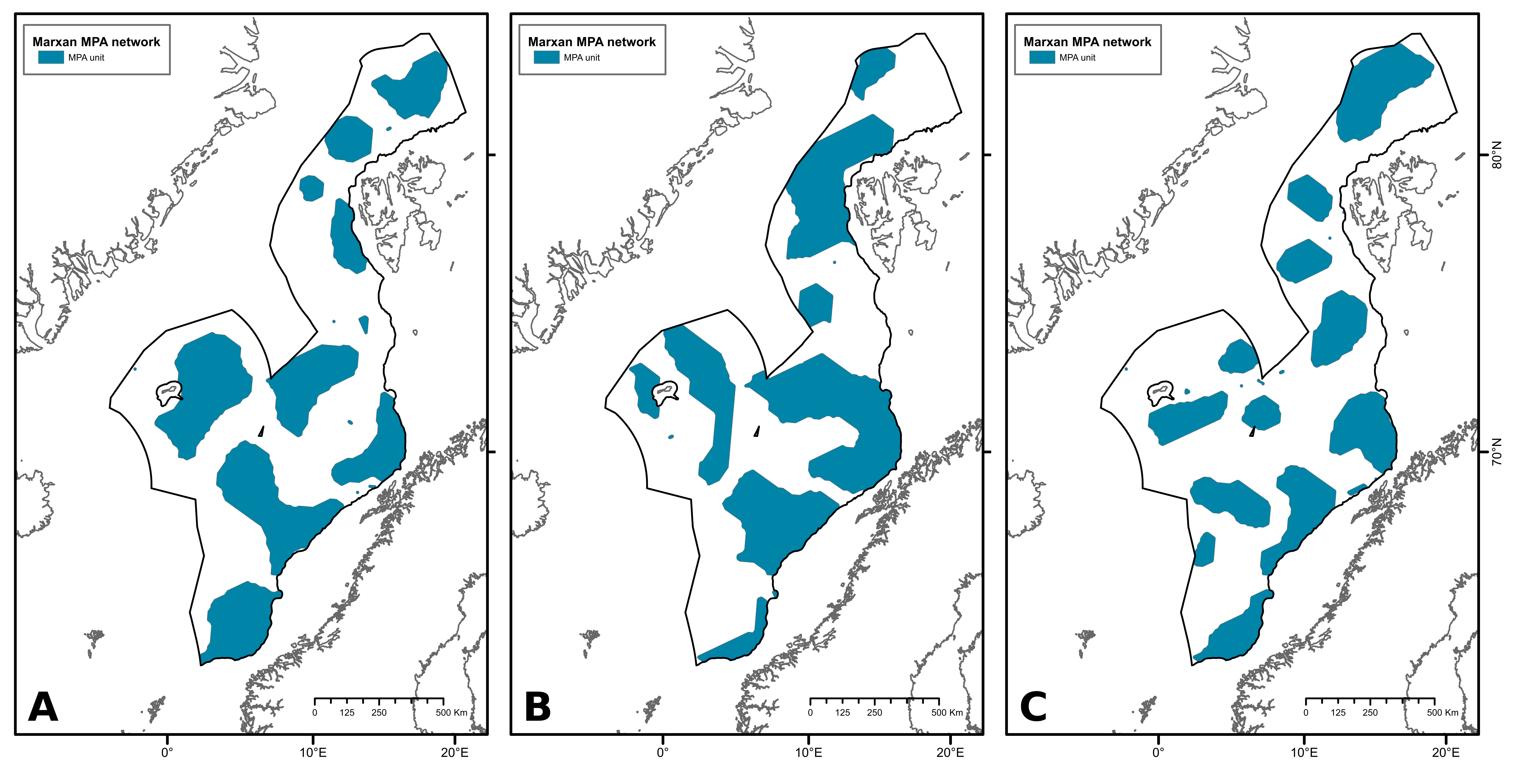 MPA units presented by blue areas in the map
