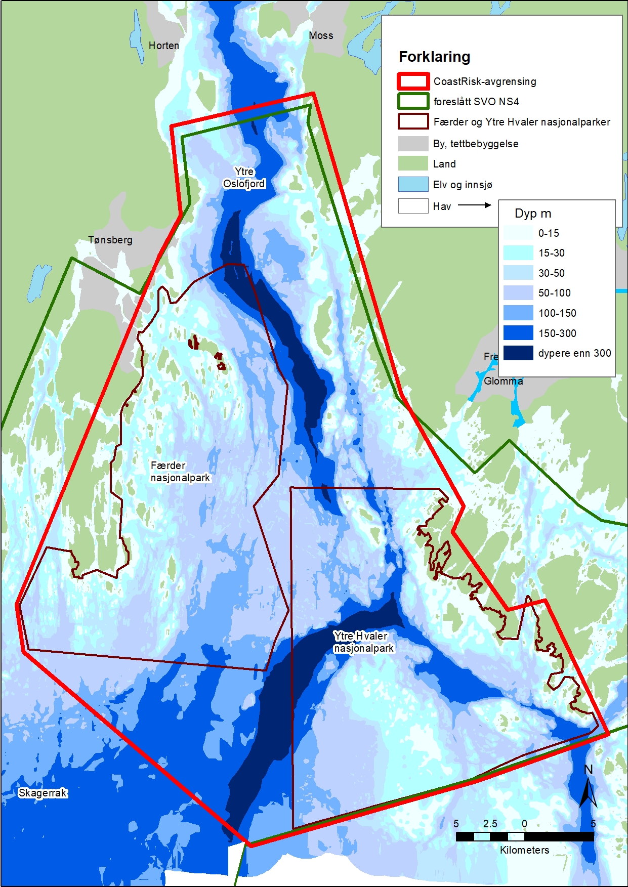 Kart over topografien i området.