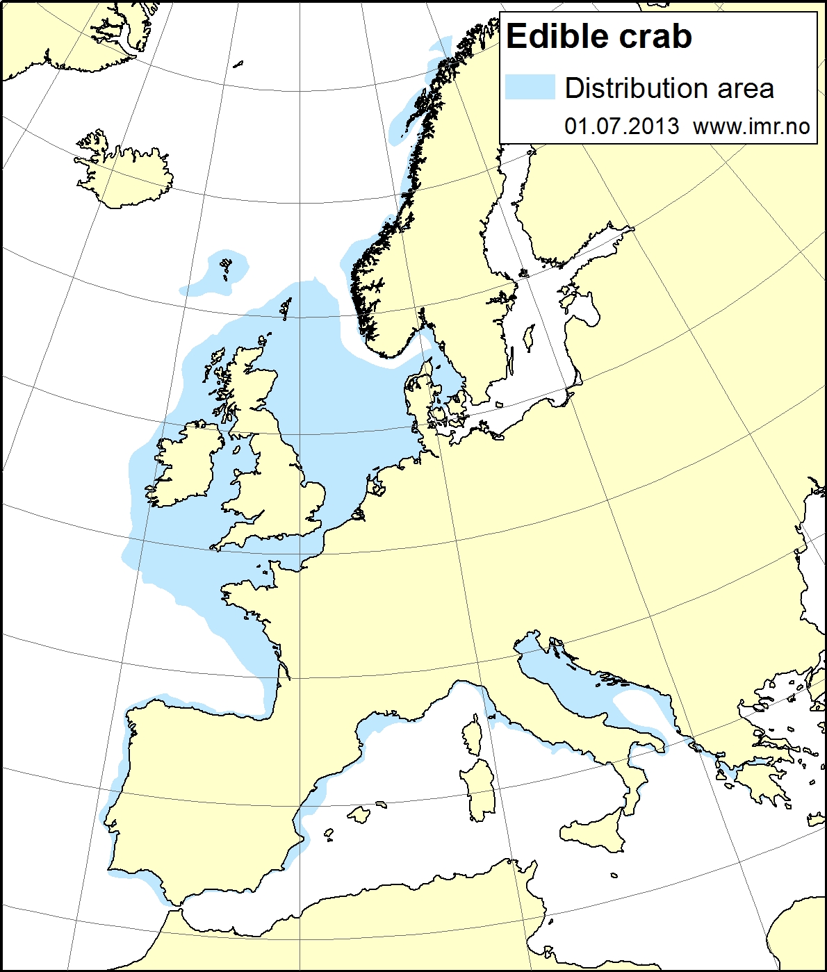 Distribution map edible crab
