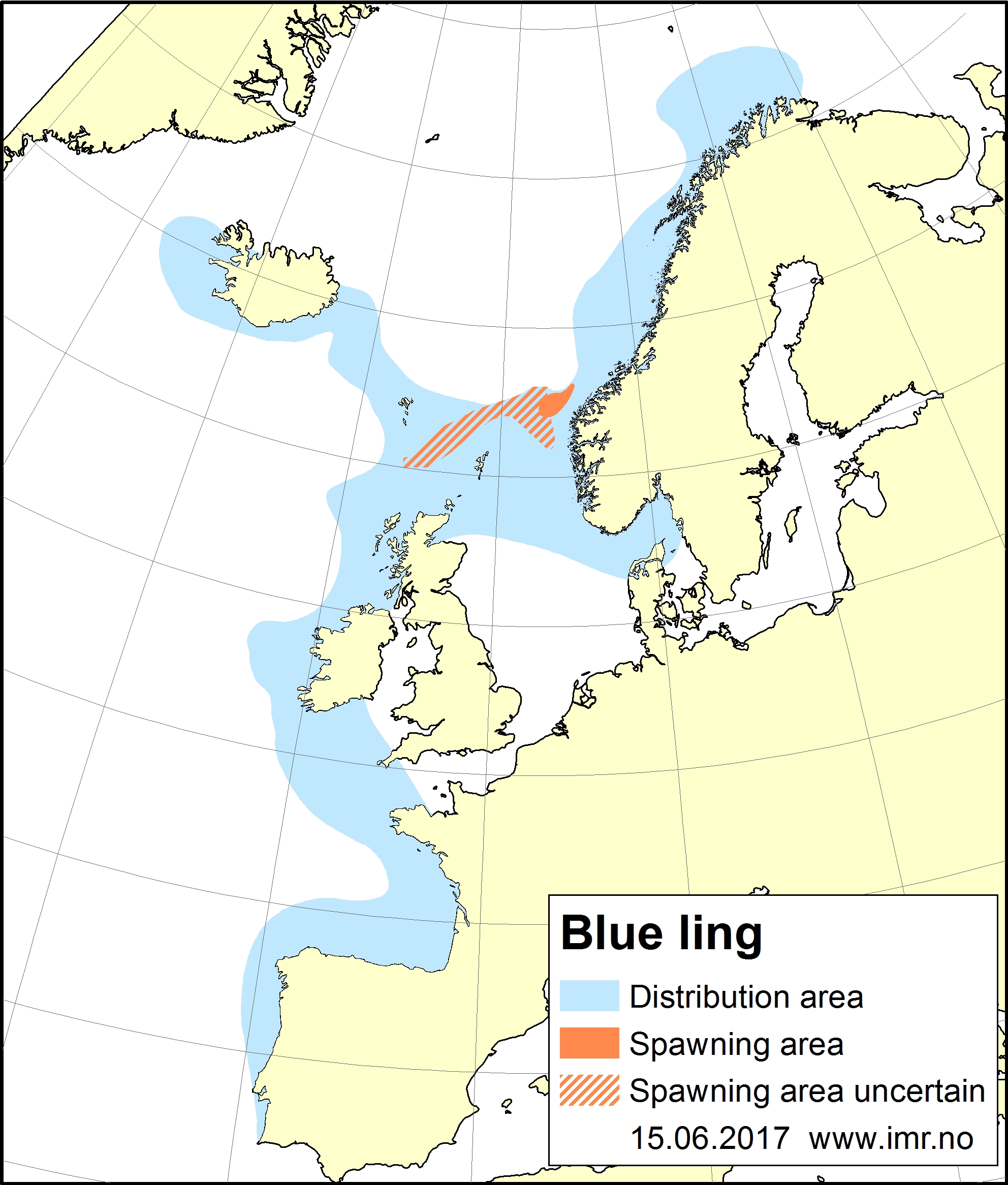Distribution map - blue ling