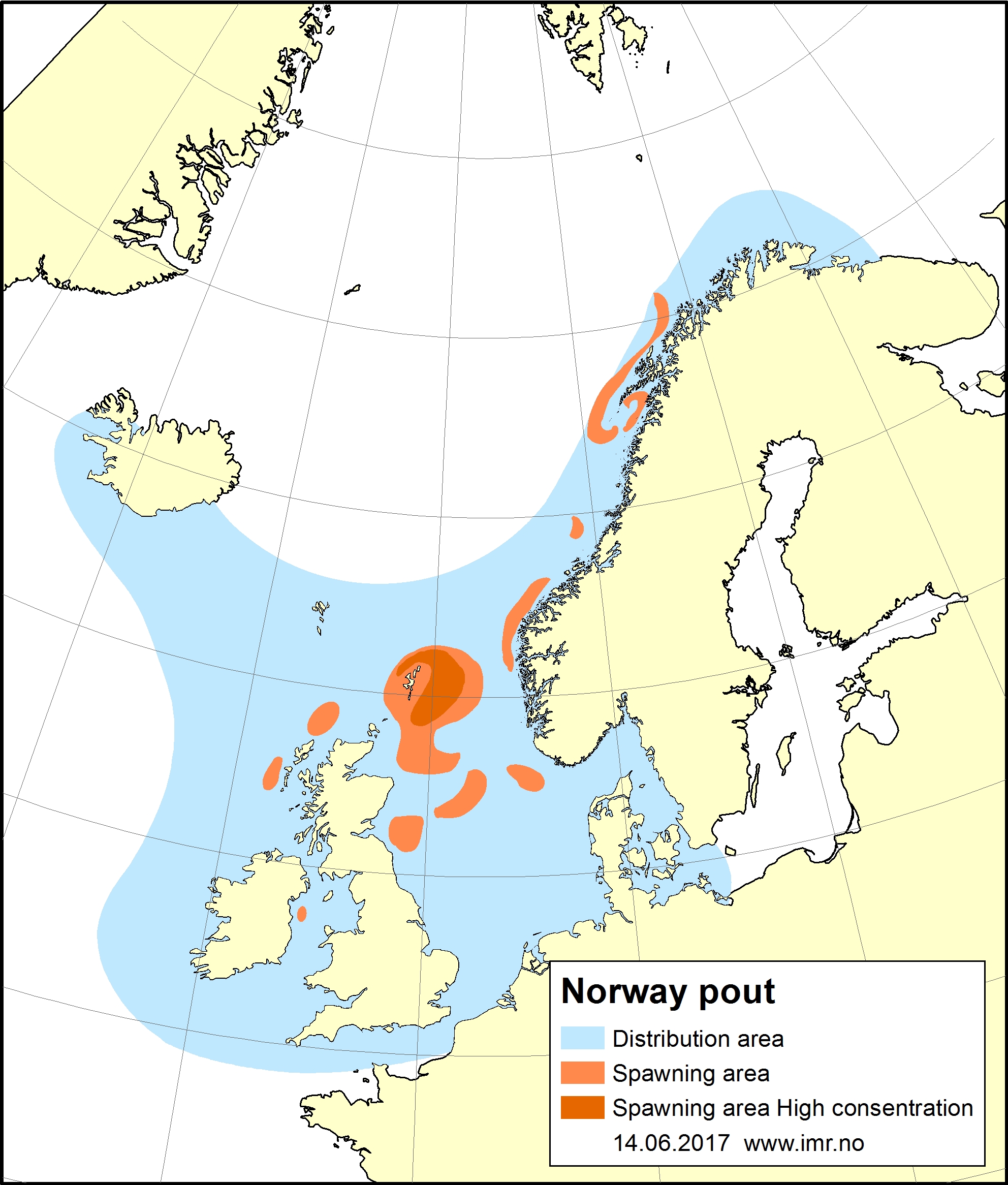 Distribution map norway pout