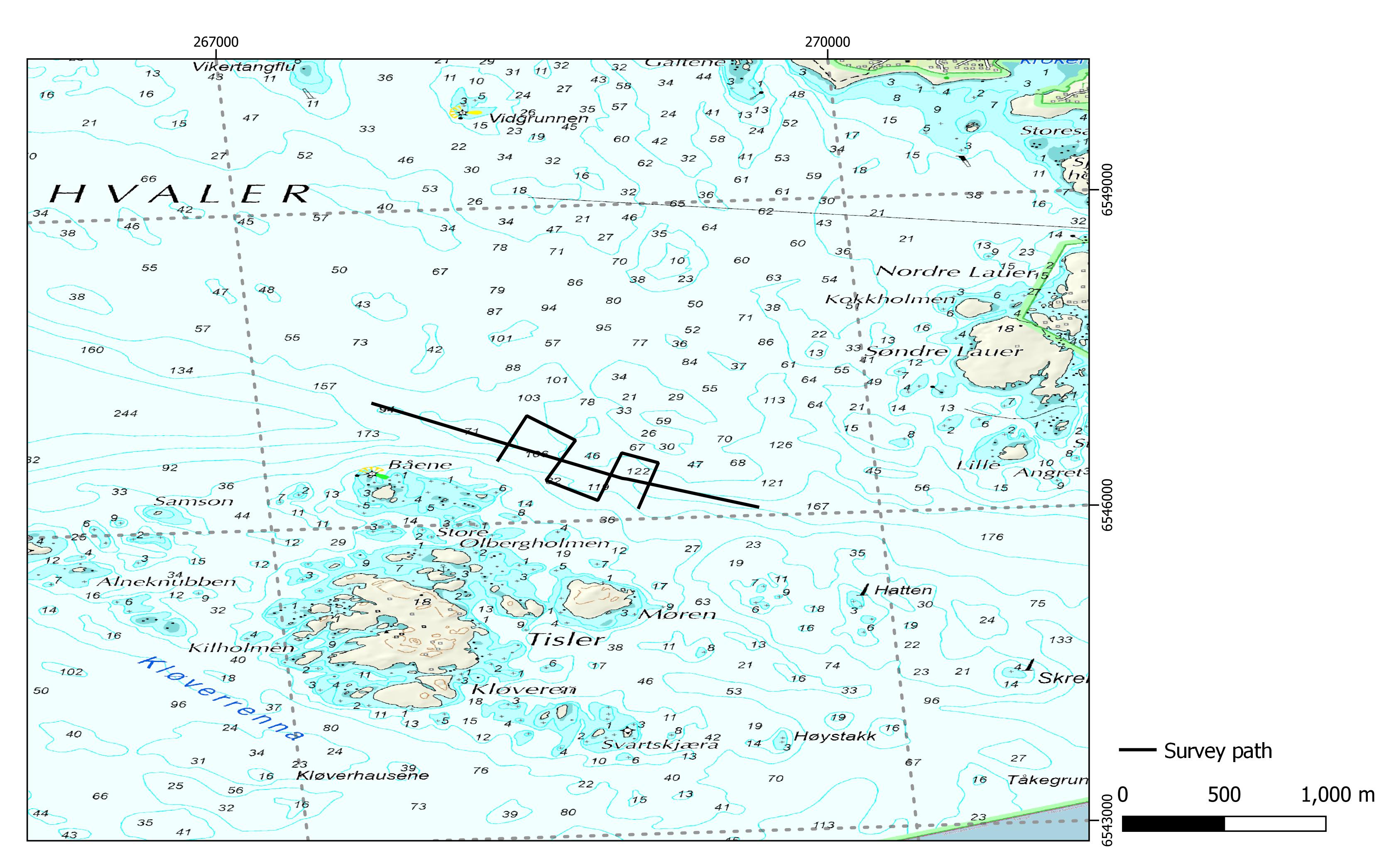 Kart som viser hvor kartleggingen ble gjort.