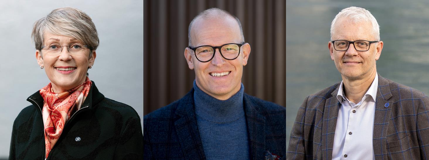 Portrett av direktørene fra NGU, Kartverket og HI.