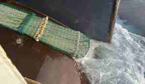 foto av trålpose som dras om bord